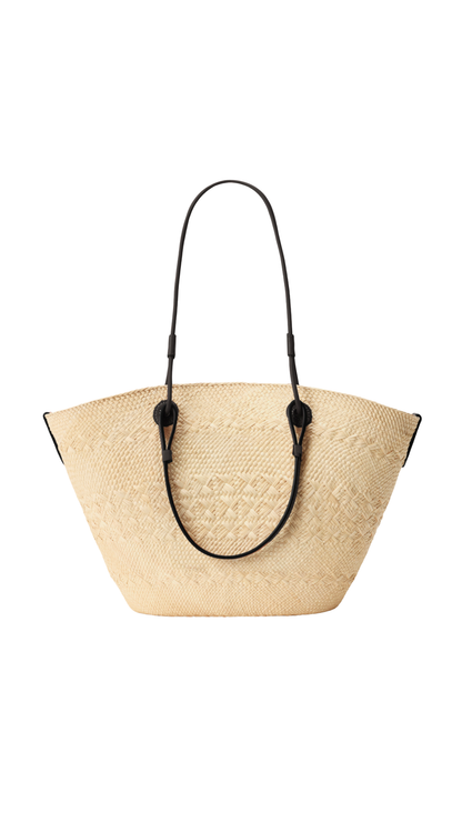 Medium Anagram Basket Bag in Iraca Palm and Calfskin