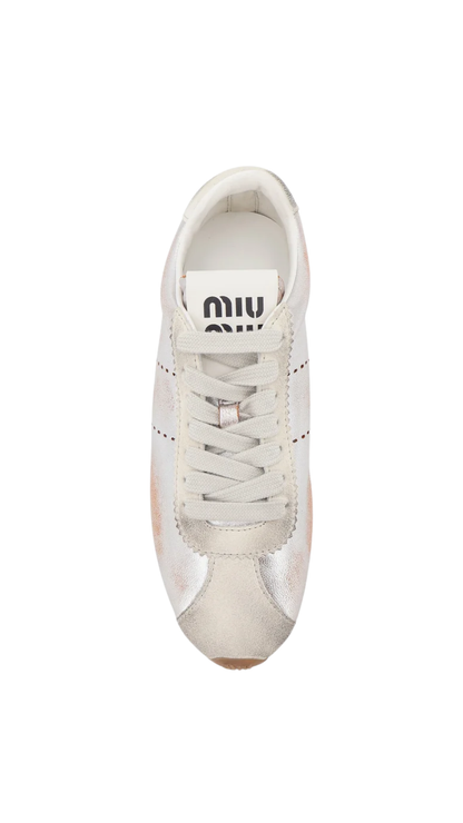 Plume Vintage Silver Leather Sneakers