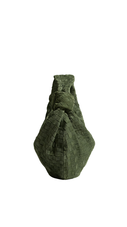 Jodie in Green Tweed Intrecciato Suede Leather Shoulder Bag