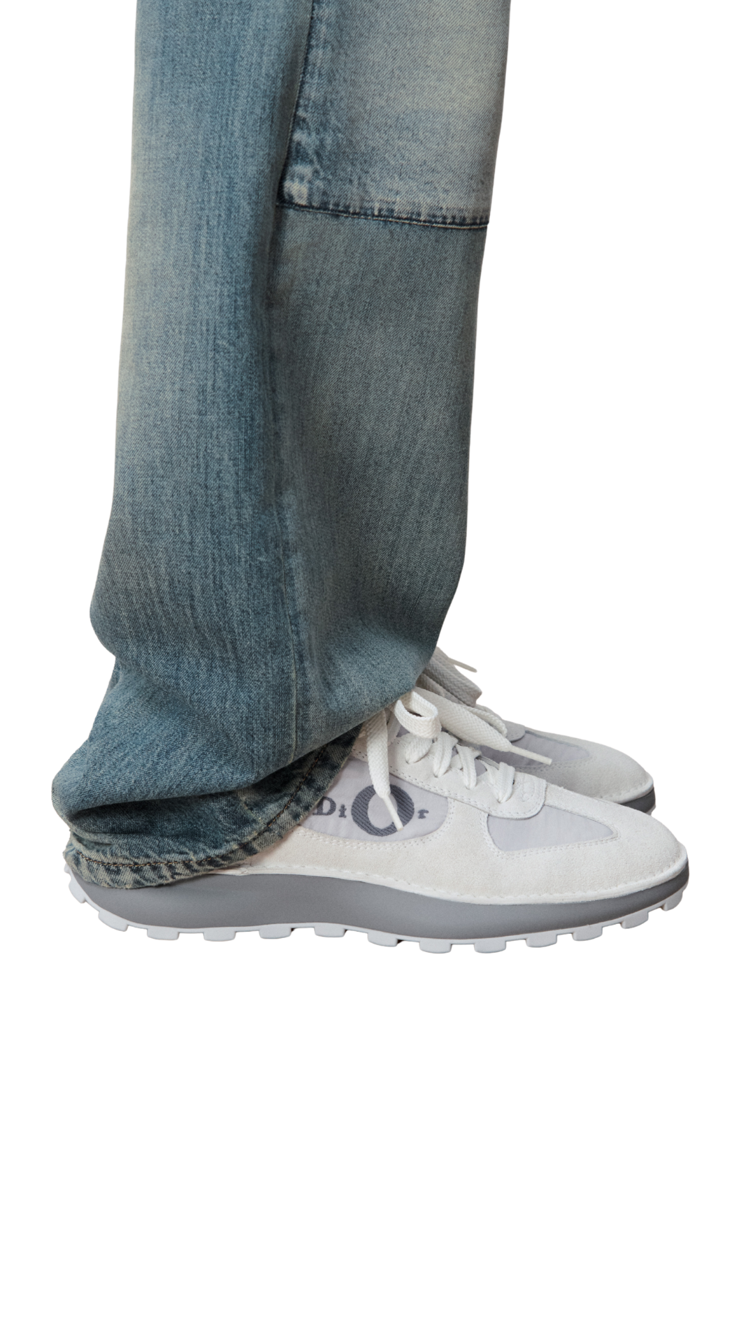 Squash Sneaker in Gray Suede Calfskin and Technical Fabric