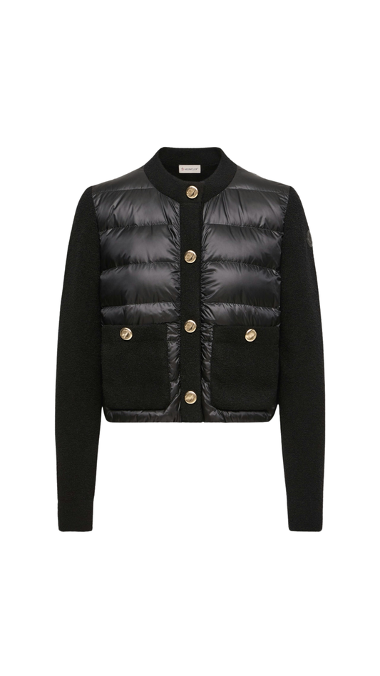 Bouclé Wool Blend Padded Cardigan