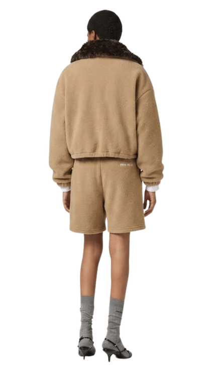 Fleece Down Jacket in Camel Brown