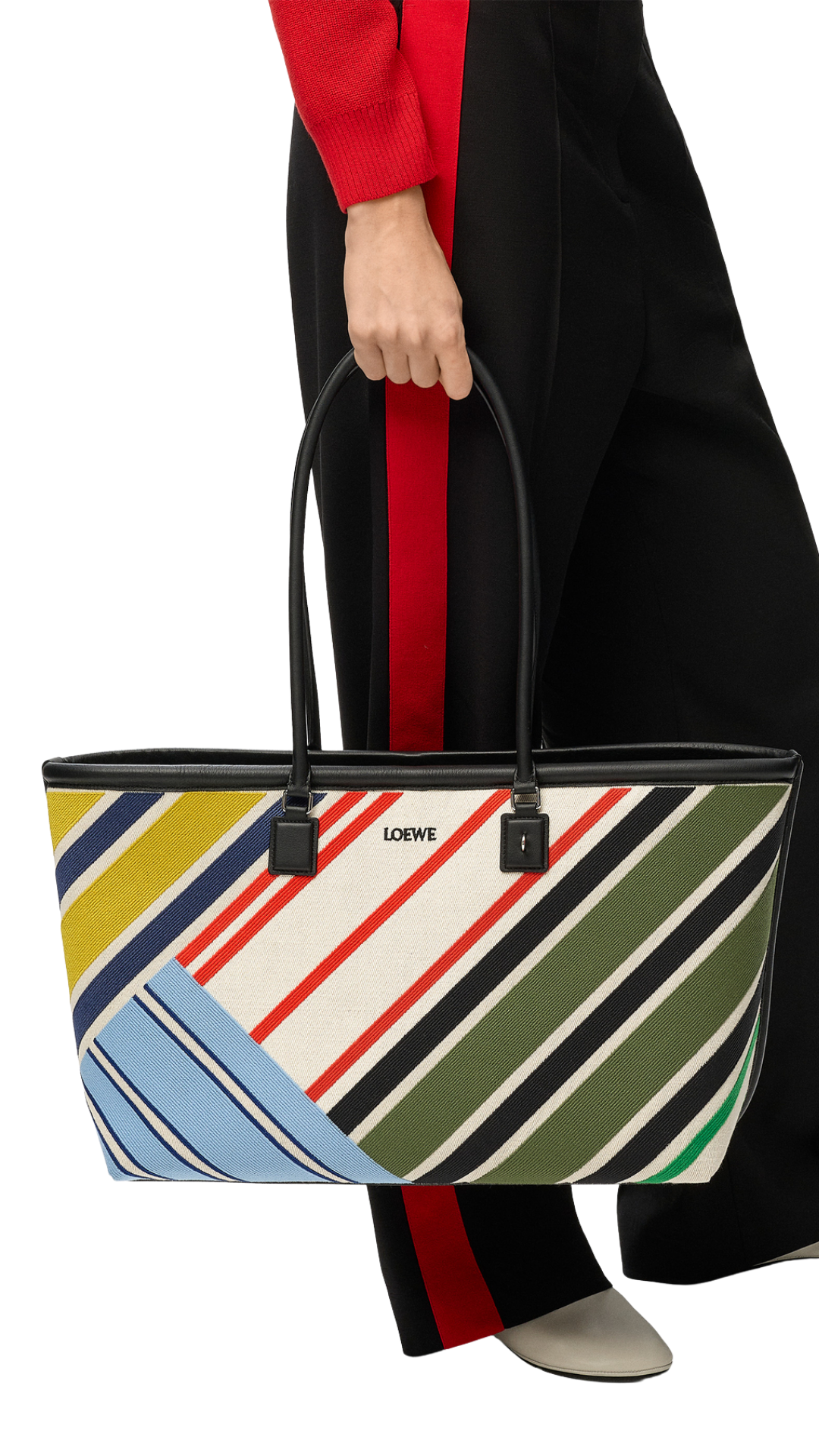 Large Verano Tote in Ecru/Multicolor Embroidered Canvas