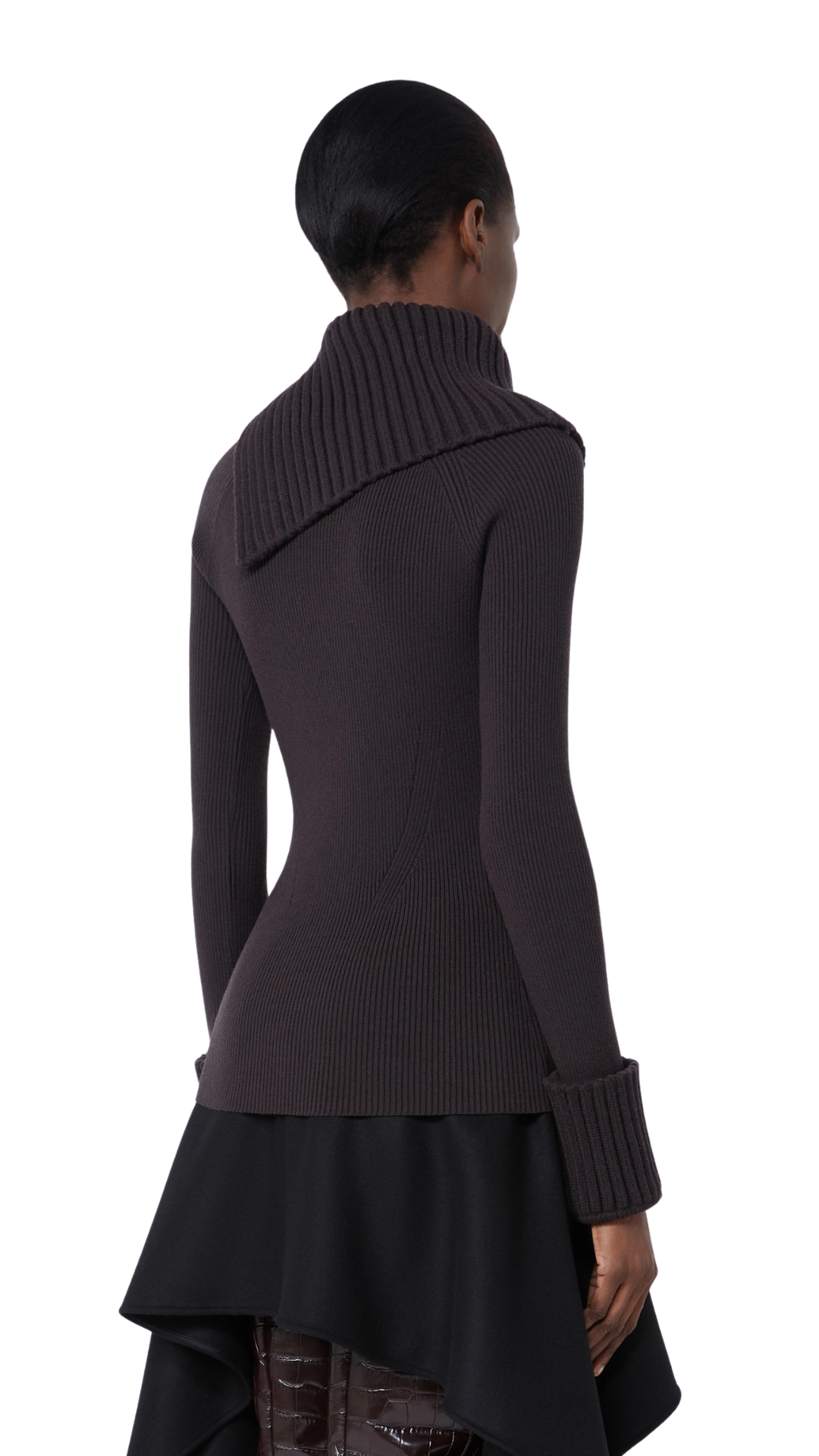 Slim Stretch Wool Sweater - Dark Brown