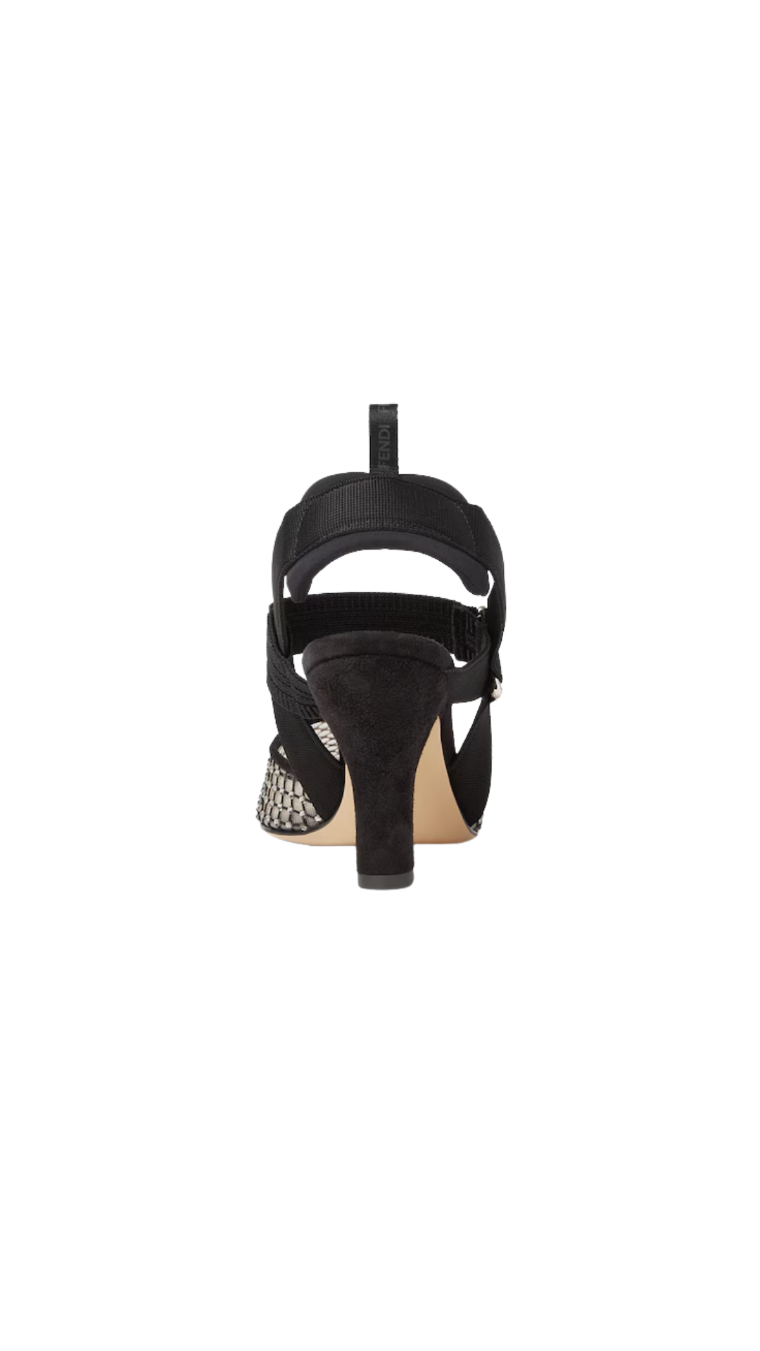 Colibrì Black Mesh and Suede High-Heeled Slingbacks