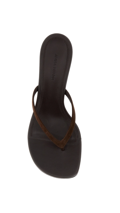 Dark Brown Leather Juliette Thong Mules