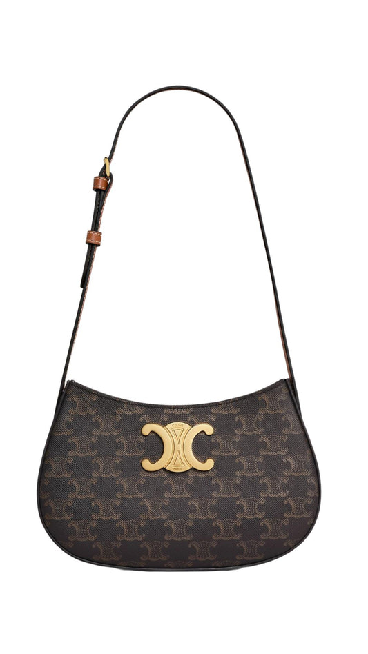 Medium Tilly Bag in Triomphe Canvas and Calfskin in Tan