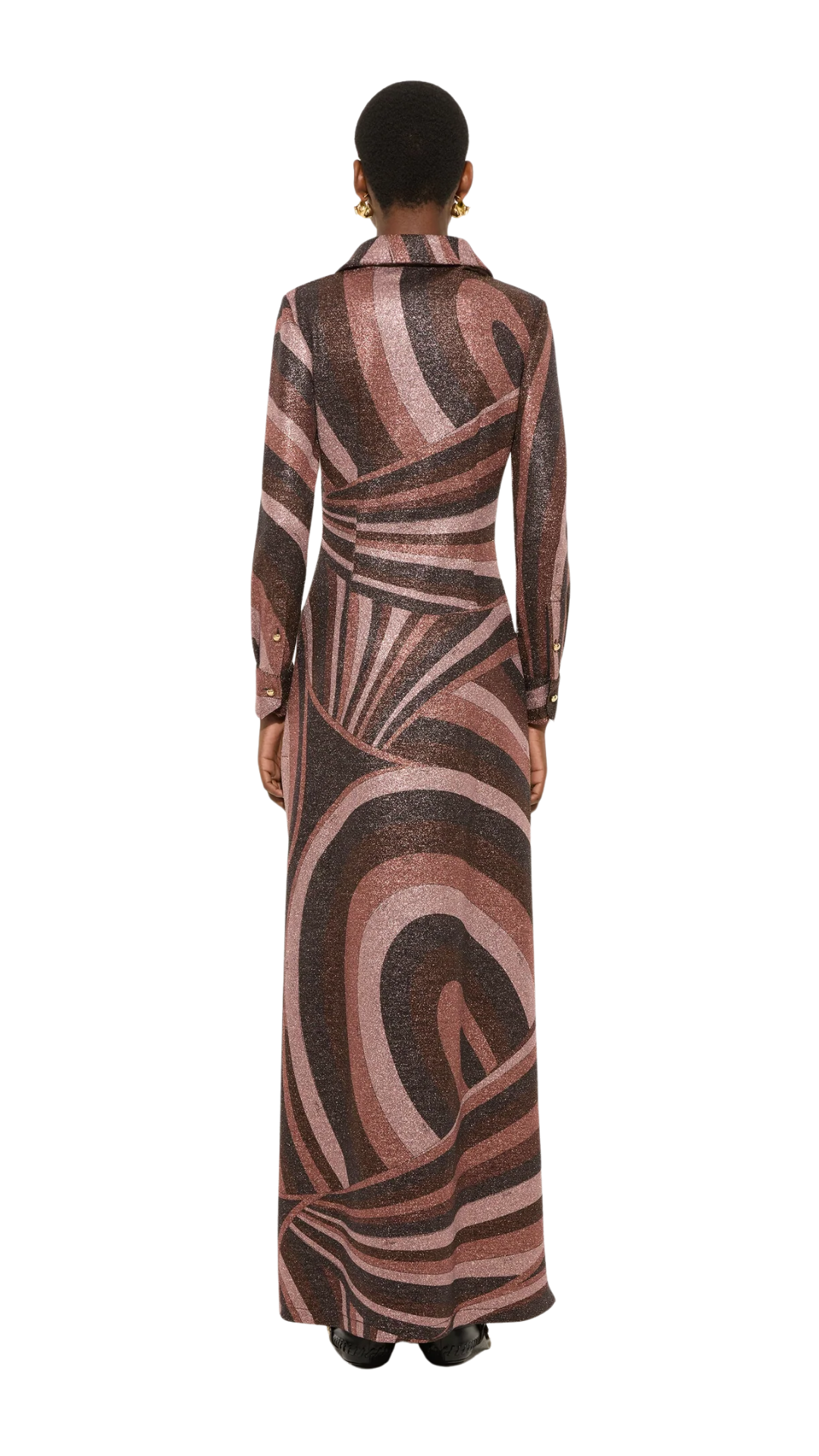 Iride Print Lurex Dress in Brown and Pink