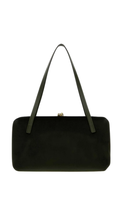 Small Goji Pillow Handbag in Bottle Green Velvet
