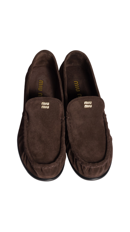 Suede Loafers in Dark Brown