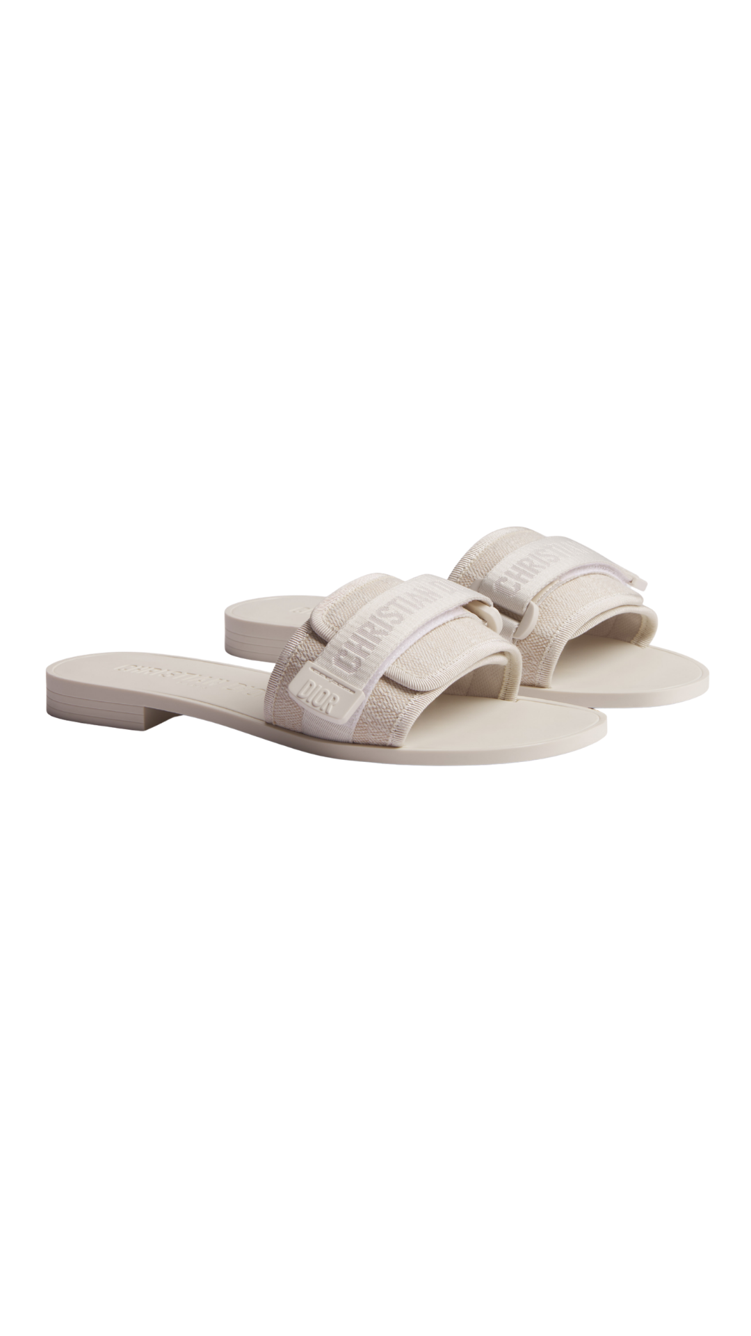 Dioriviera Dio(r)evolution Slide in White and Beige Dior Oblique Washed Linen