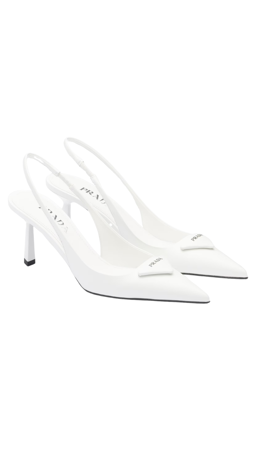 Brushed Leather Slingback Pumps in White