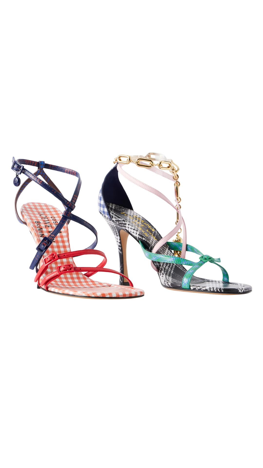 New Comic 90 Checked Leather Sandals in Multicolor