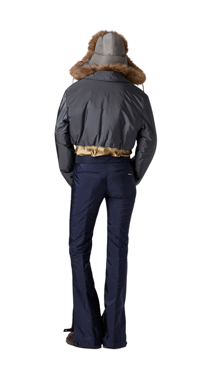 Technical Fabric and Shearling Blouson Jacket in Hematite