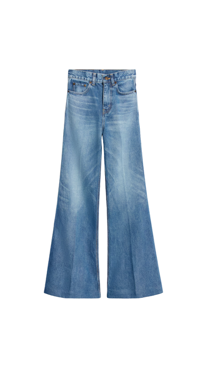 Flare Jeans 003 in Honey Blue Wash Cotton Twill