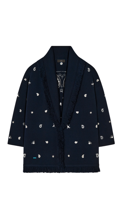 Echoes Of The Bandana Cardigan in Midnight Blue/Chalk