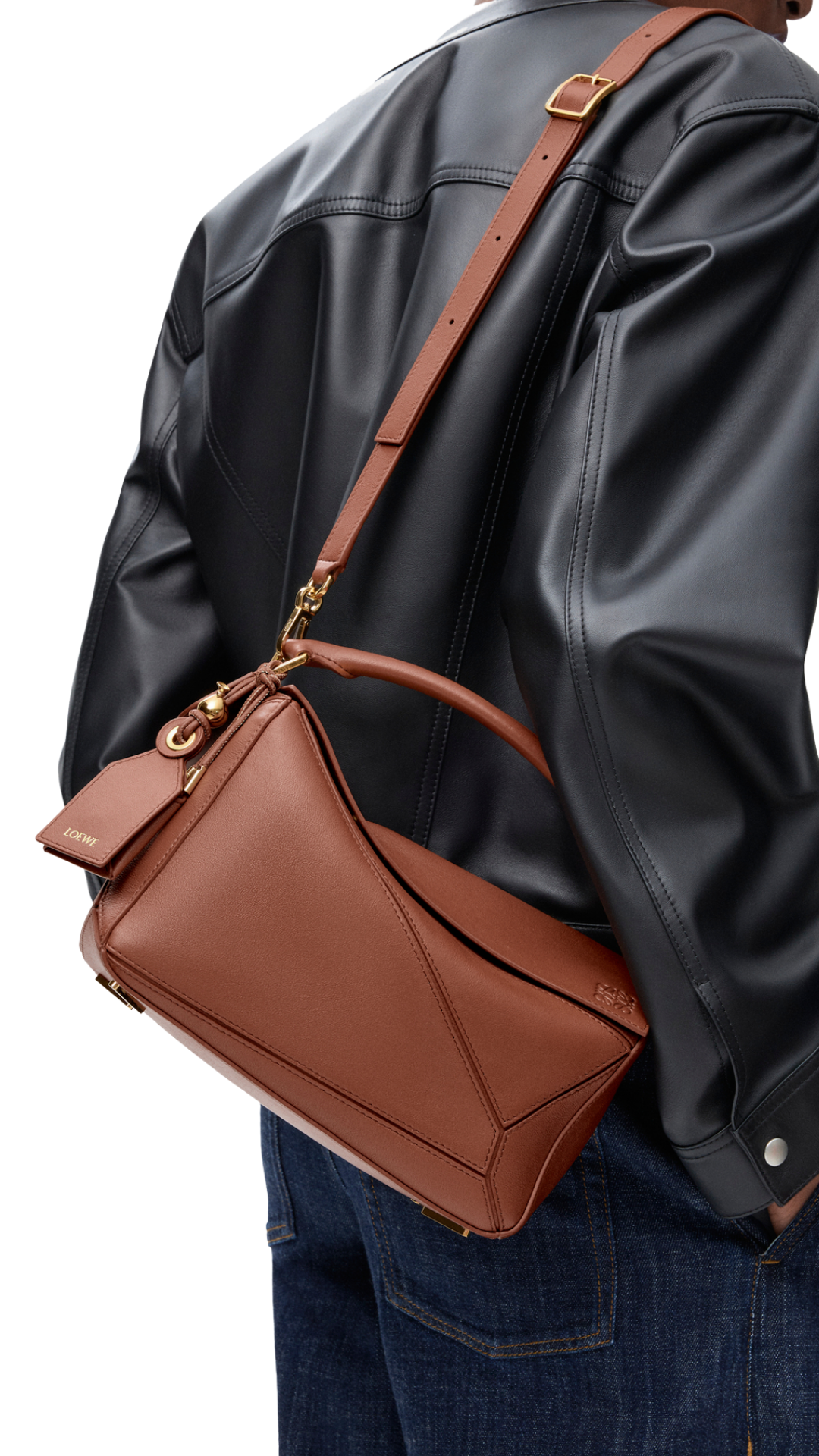 Small Featherlight Puzzle Bag in Pecan Nappa Lambskin