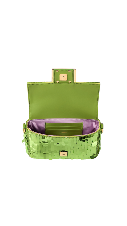 Baguette® Mini in Bag Embroidered with Lime Green Sequins