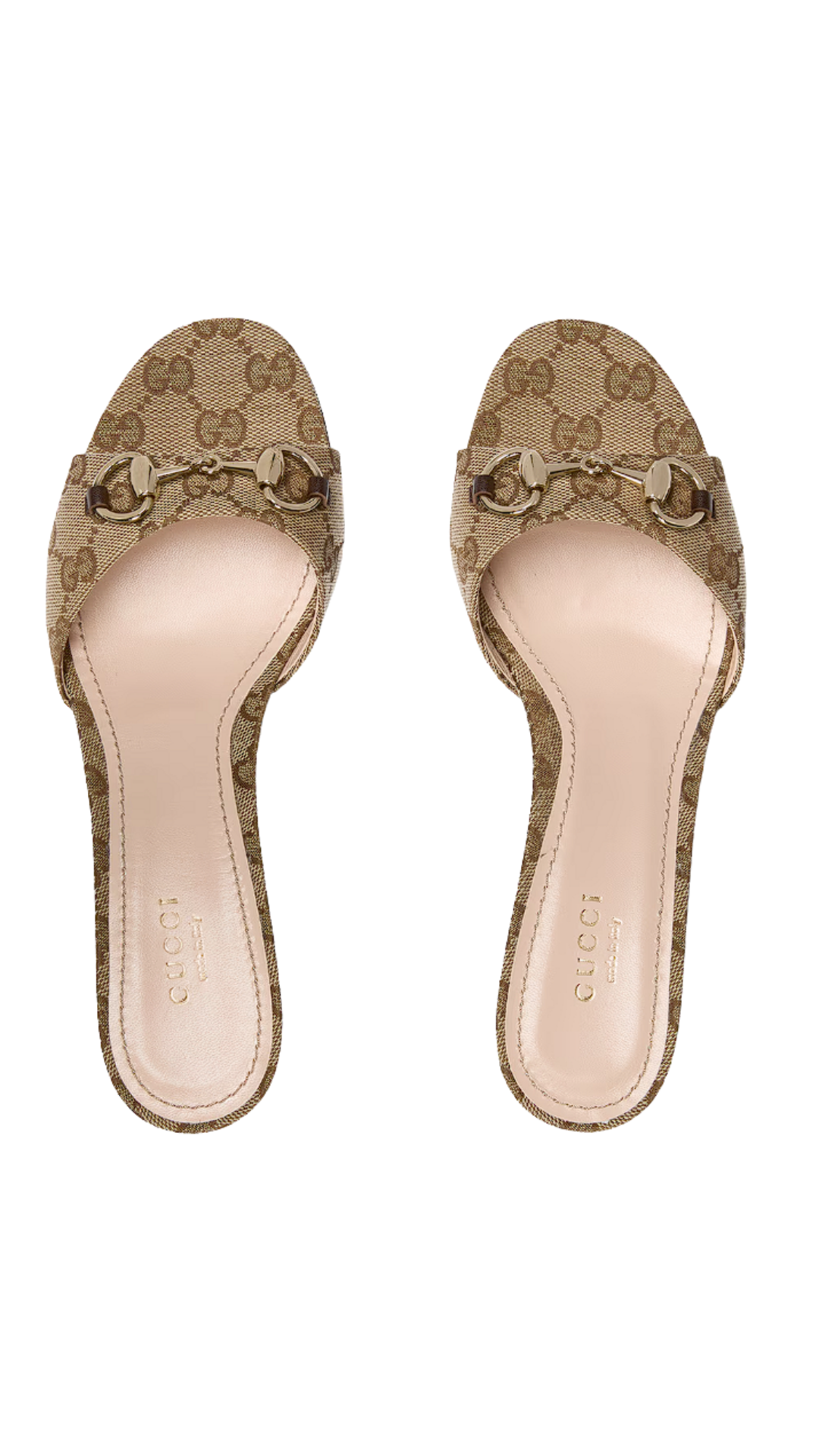 Slide Sandal with Horsebit in Beige and Dark Brown GG Canvas