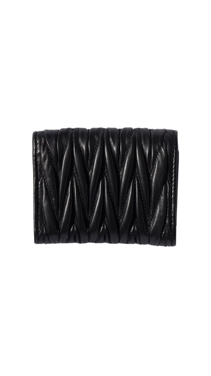 Matelassé Nappa Leather Small Wallet in Black