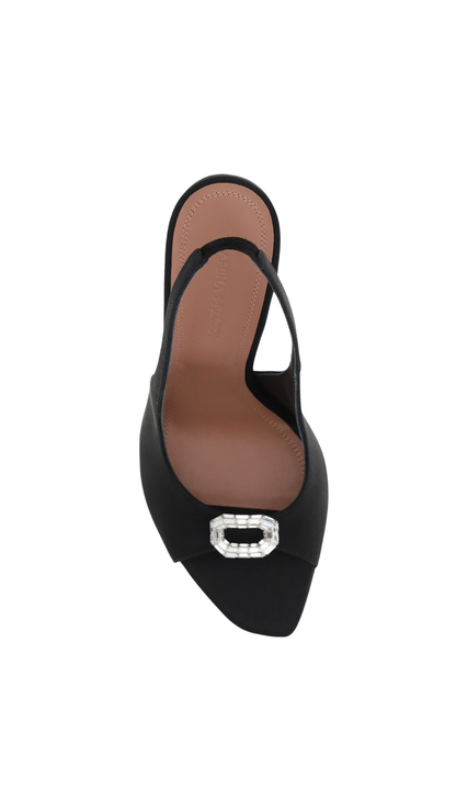 Mini Camelia Slingback Sandals in Black