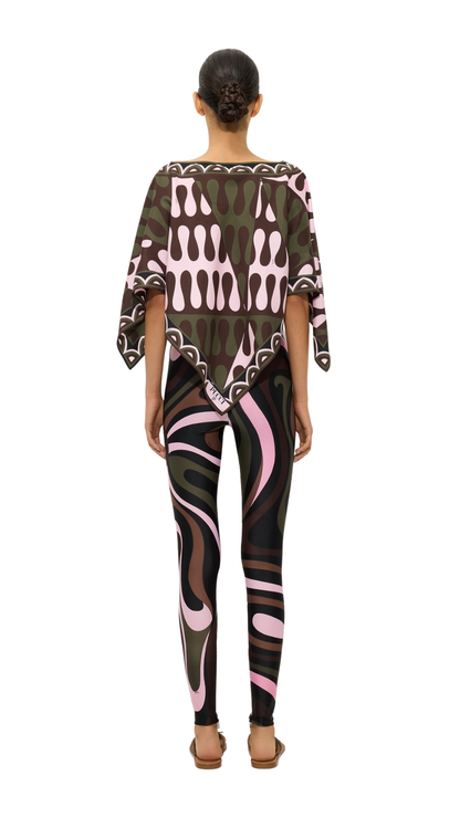Marmo Print Leggings in Khaki and Pink