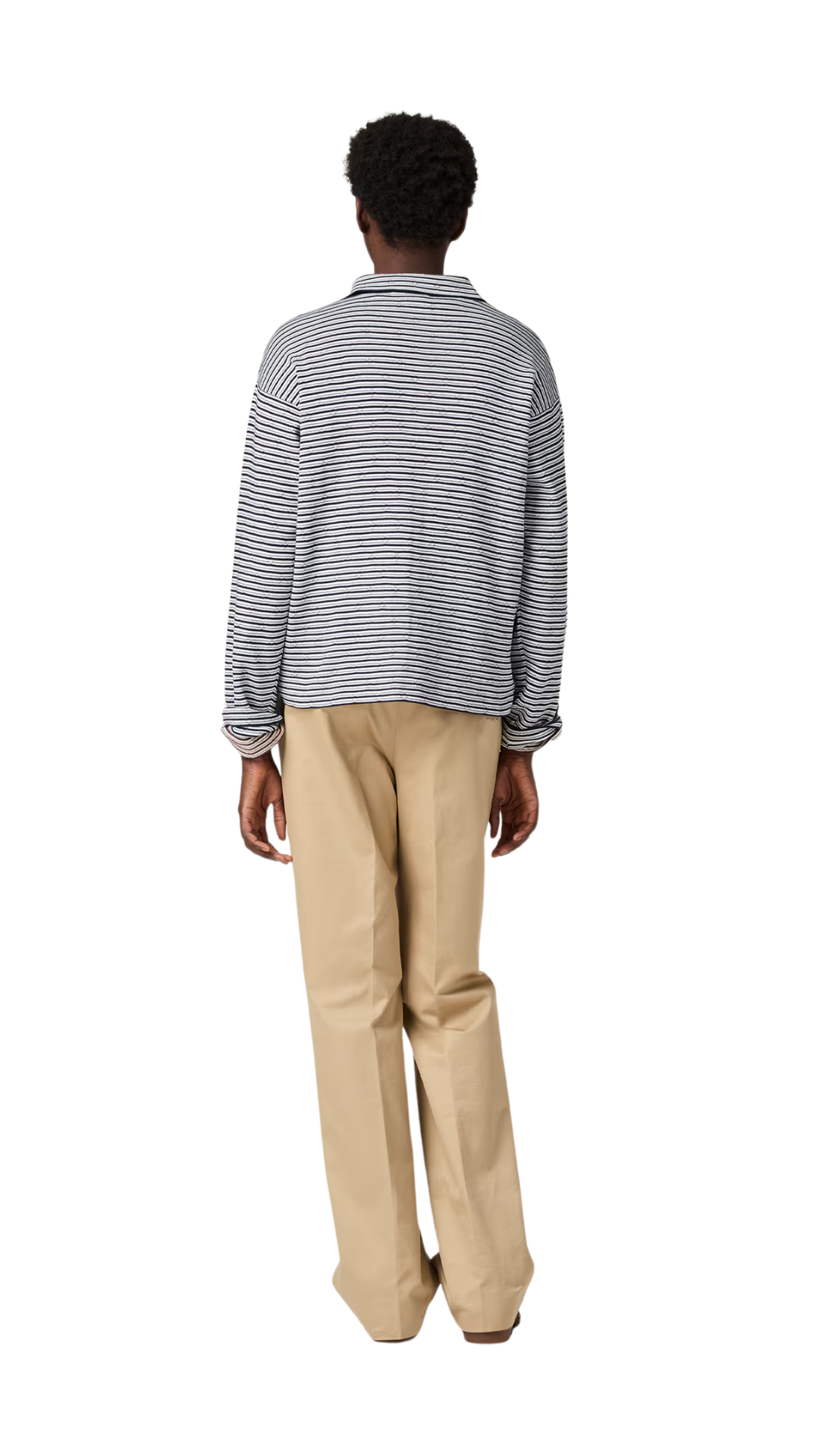 Cotton, Cashmere, and Silk Polo Shirt in White/Blue
