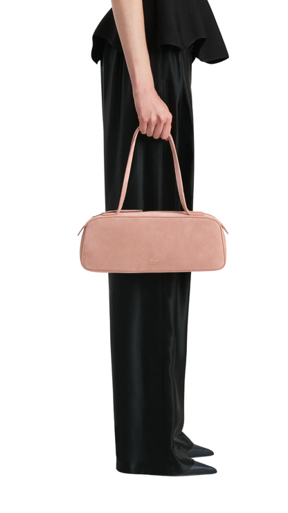Simona Shoulder Bag in Pink Suede Leather