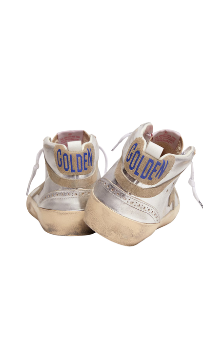 Women's Mid Star in Silver Laminated Leather with Dove Gray Star