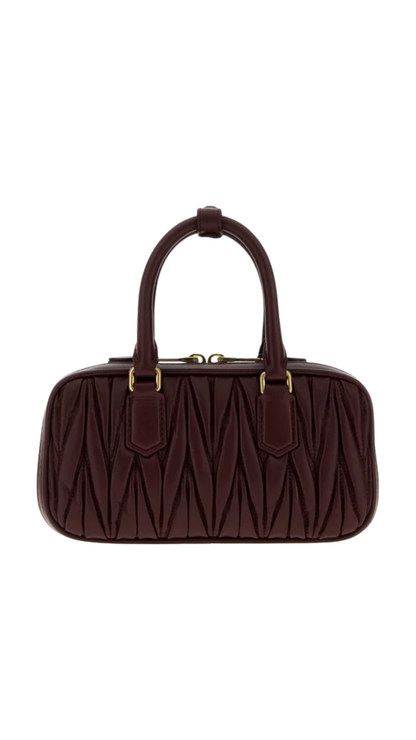 Arcadie Matelassé in Burguendy Nappa Leather Mini-Bag