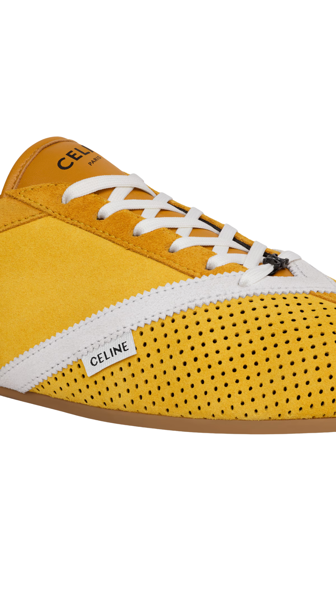 The Flat Sneaker in Sunflower/White Suede Calfskin and Lambskin