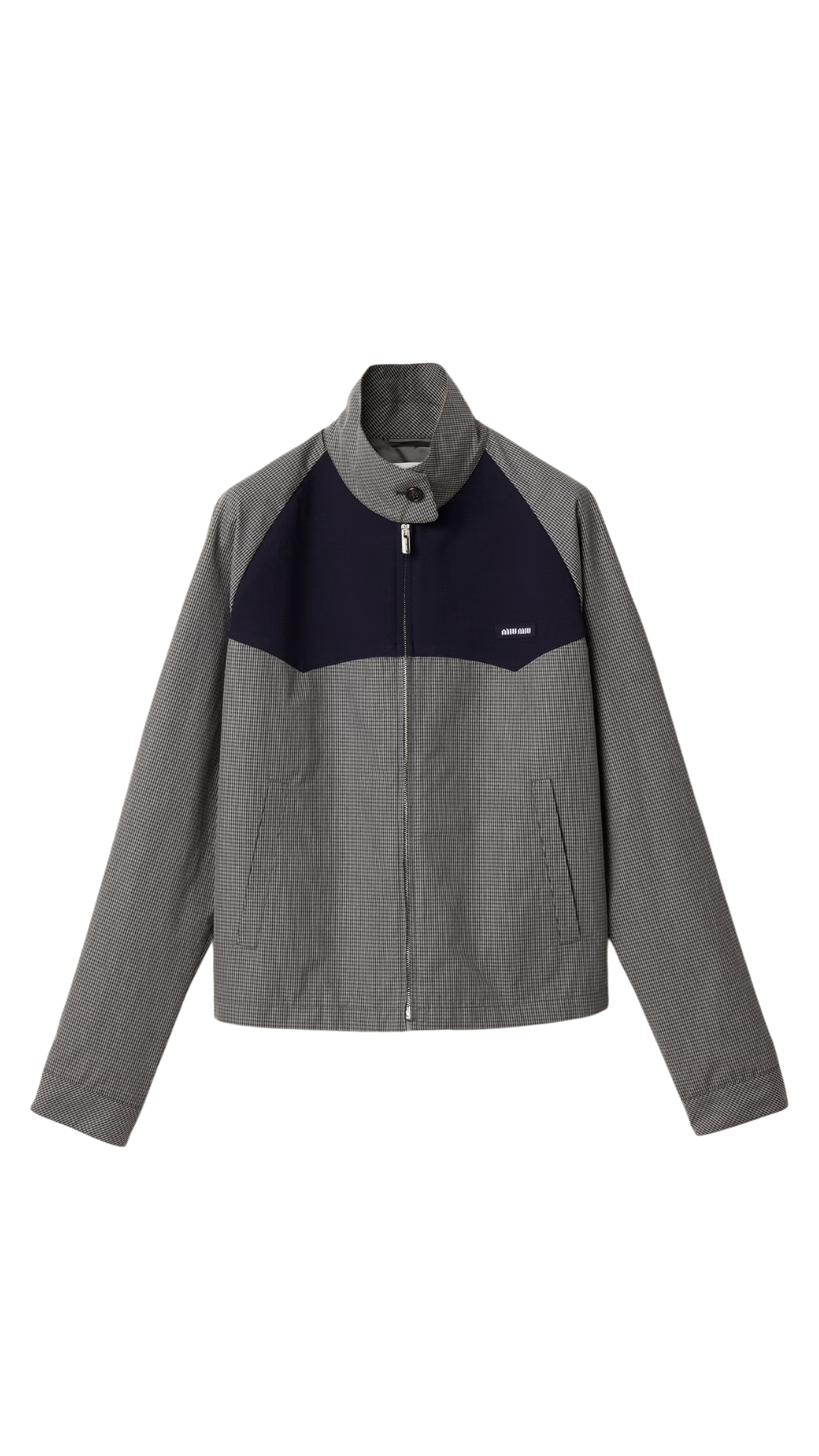 Gingham Check Blouson Jacket in Grey