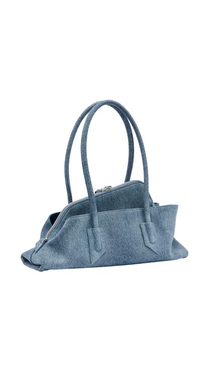 La Passeggiata Small Denim Shoulder Bag in Blue