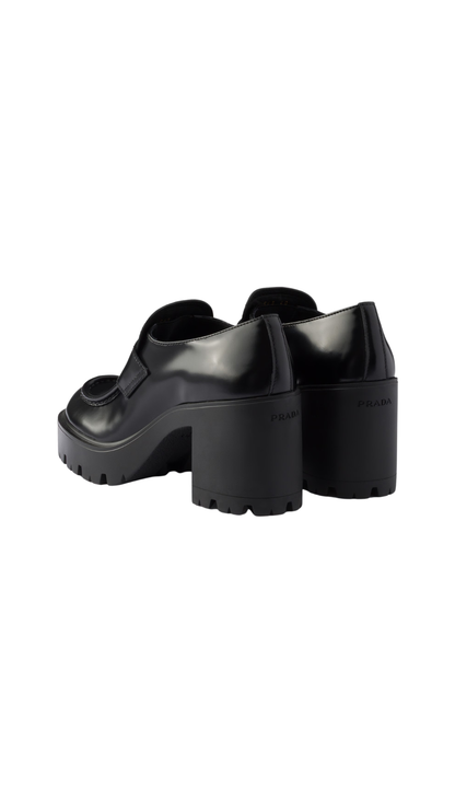 Brushed Leather Loafers in Black