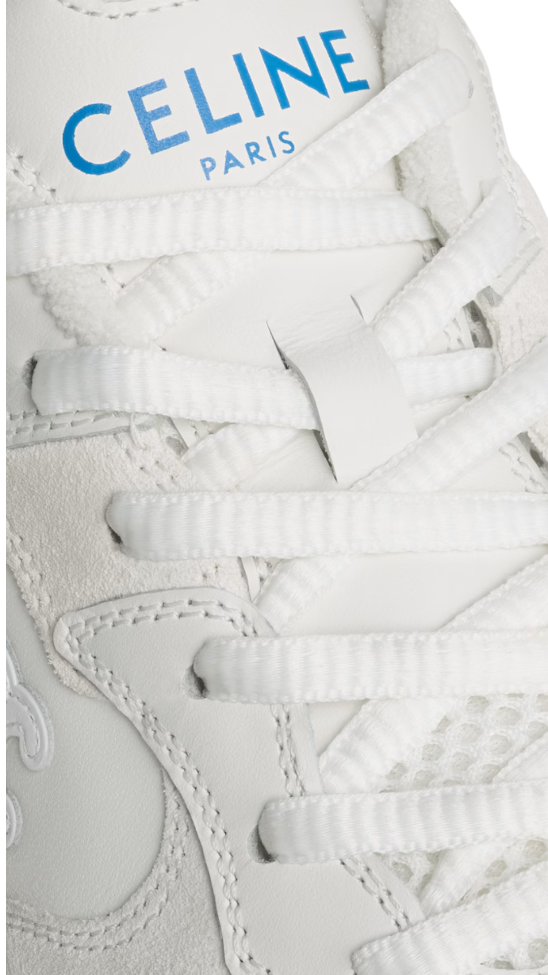 Runner Sneaker in Calfskin in White Suede Calfskin and Mesh
