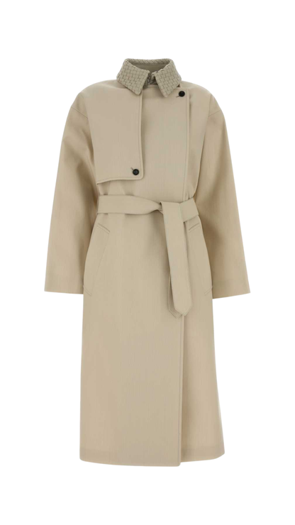 Cotton Trench Coat in Beige
