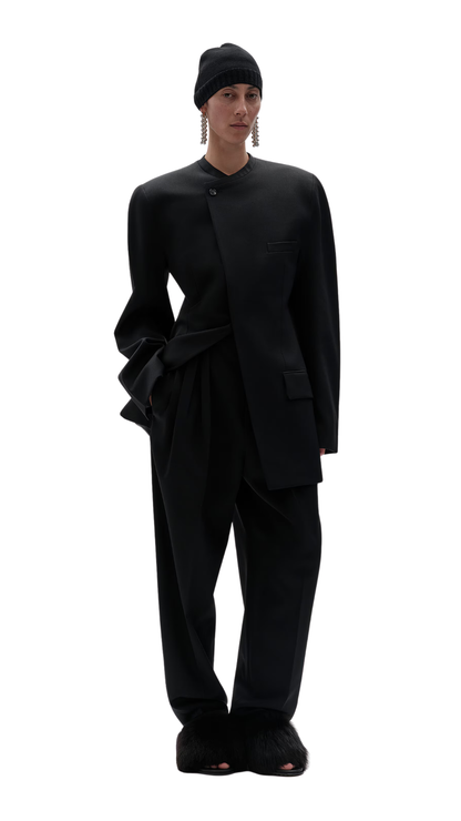 Wool Grain De Poudre Jacket in Double Black