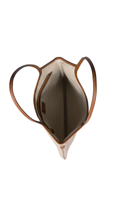 Ivy Canvas and Leather Bag in Beige/Brandy