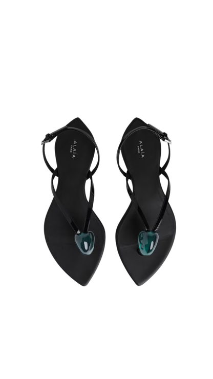 Flat Jewel Sandals in Patent Leather