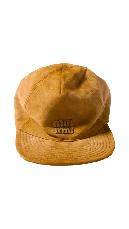 Suede Baseball Cap in Honey