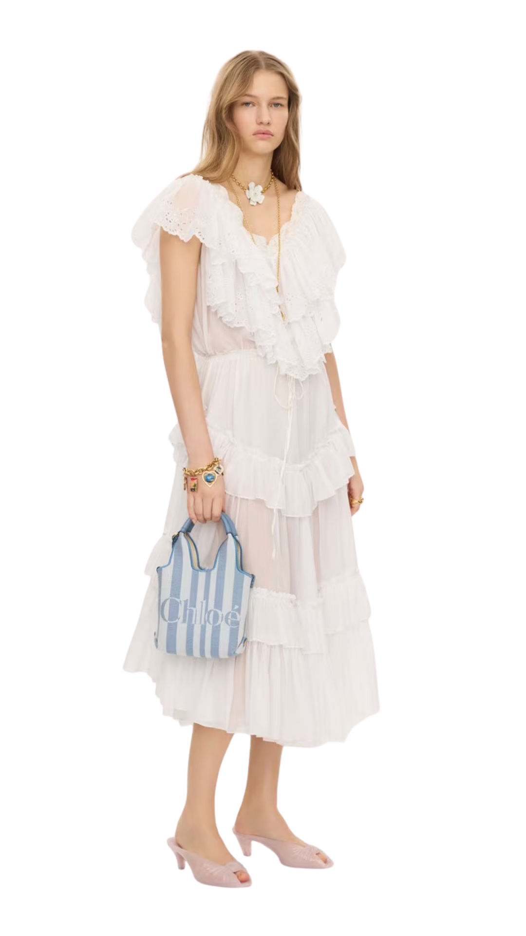 Mini Chloé Stripy Tote Bag in Surfing Blue Jacquard
