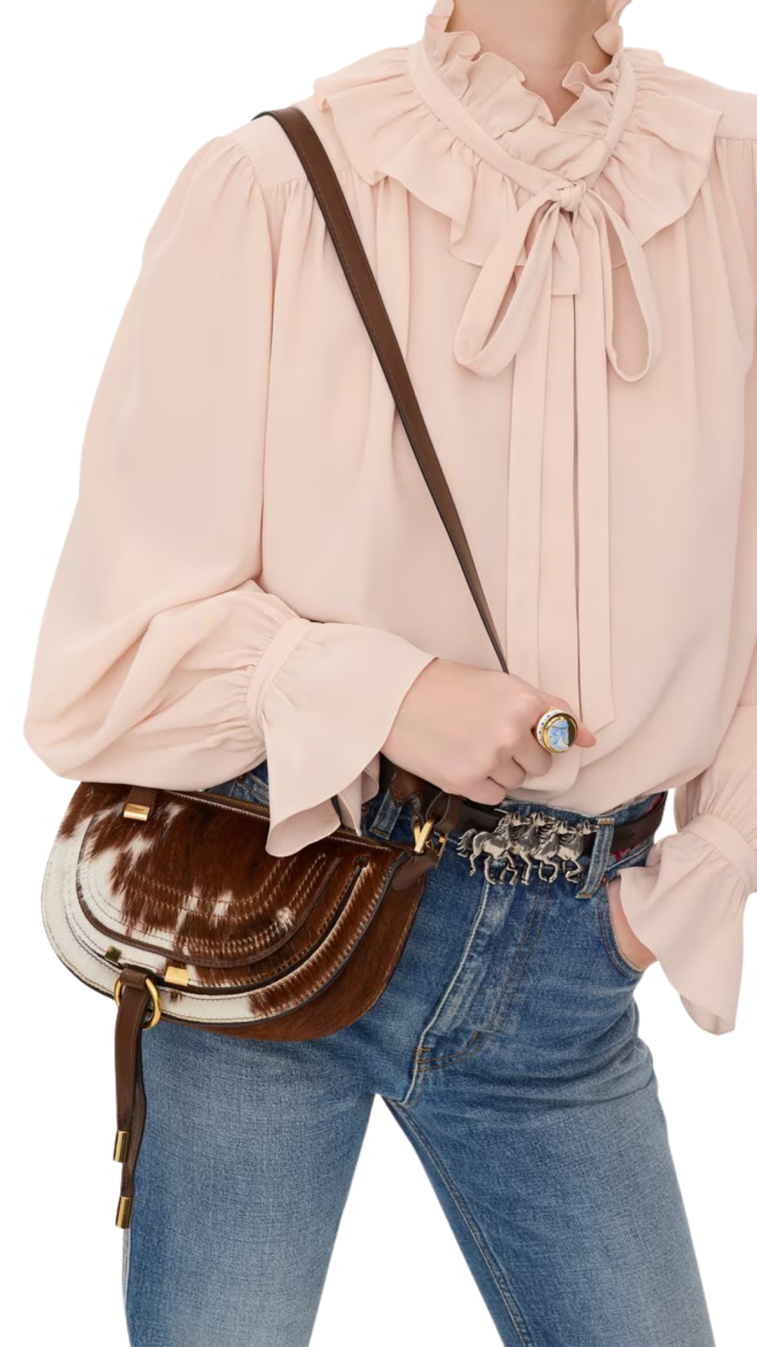Mini Marcie Shoulder Bag in Chocolate Hair-on Leather