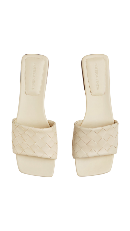 Parco Flat Mule in Sea Salt Intrecciato Leather