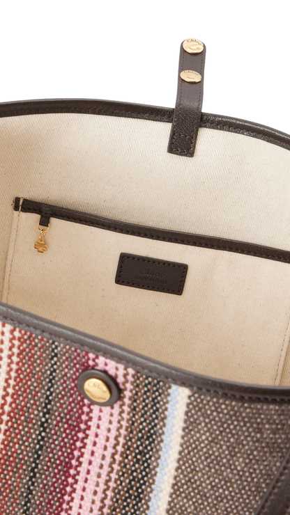 Clover Leather-Trimmed Striped Tweed Tote