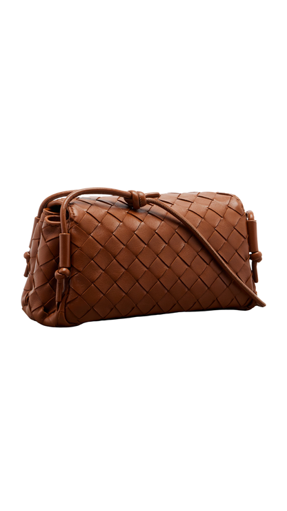 Notturno Pouch in Brown Intrecciato Nappa Leather