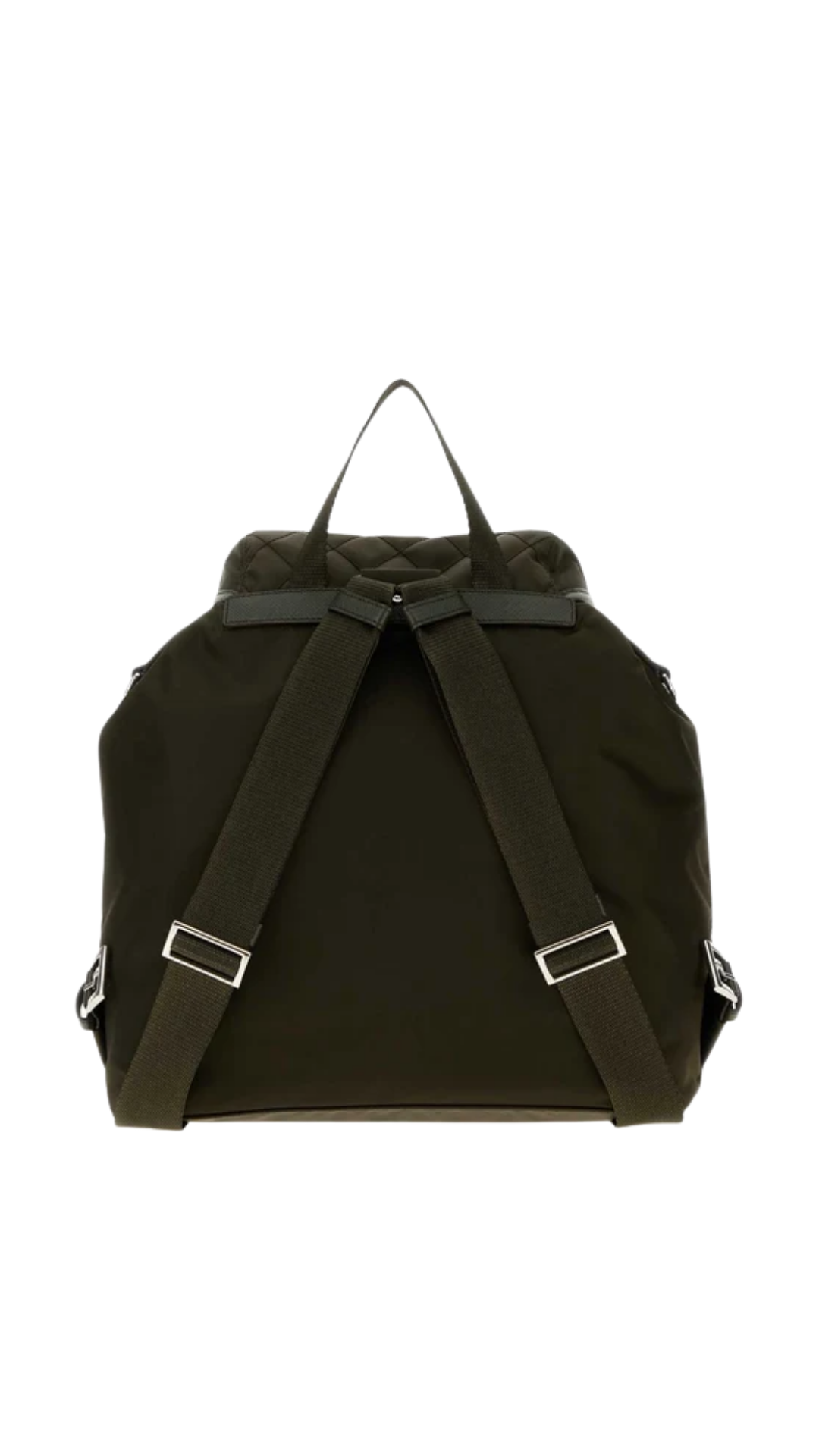 Medium Quilted Re-Nylon Backpack with Saffiano Leather Trim in Forest