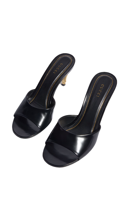 Castello Slide in Black Leather