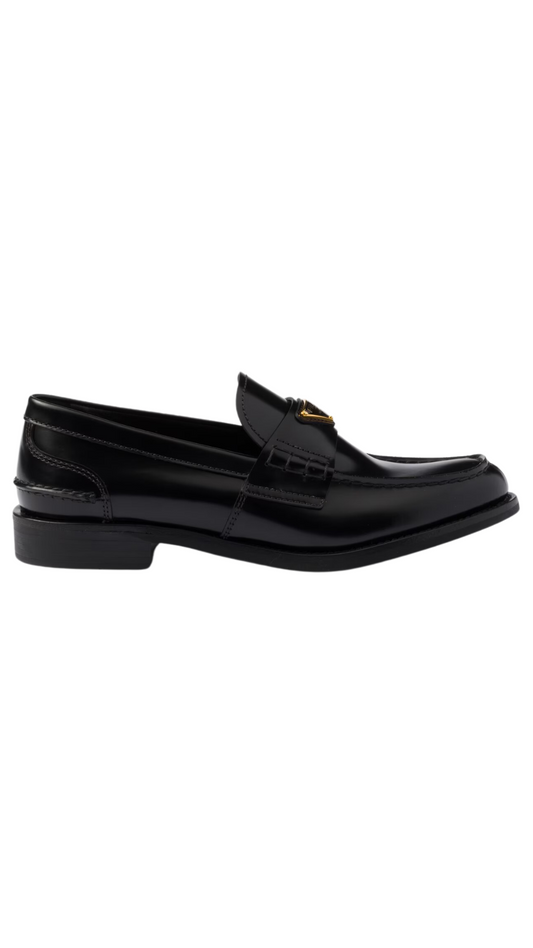 Brushed Leather Loafers in Black