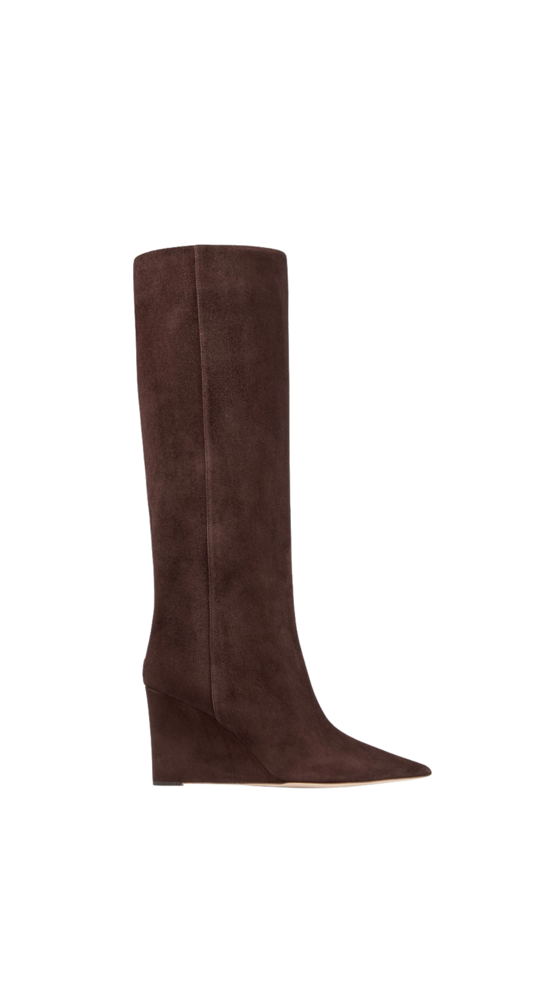 Blake Knee Boot 85 in Chocolate Suede Knee-High Boots with Wedge Heel