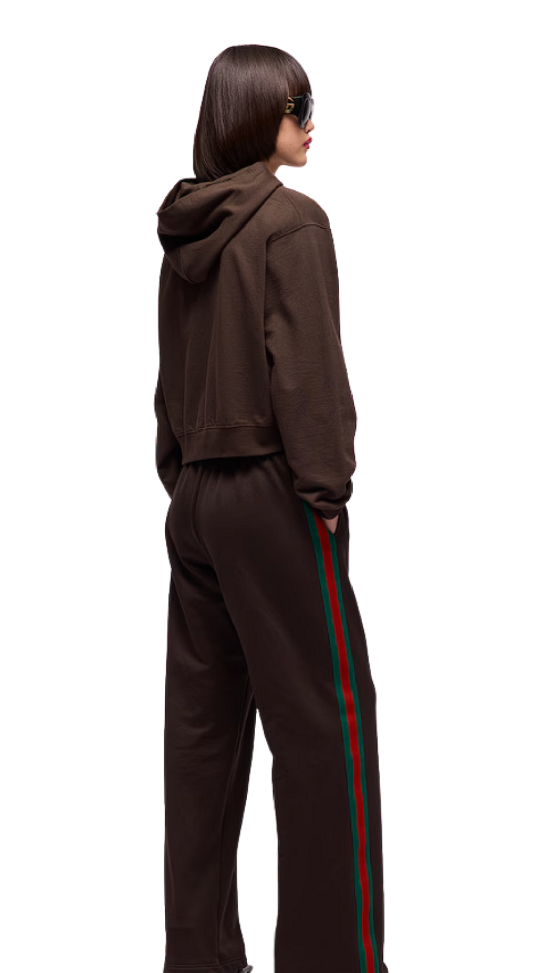 Sweatshirt with Print in Dark Brown Cotton Jersey